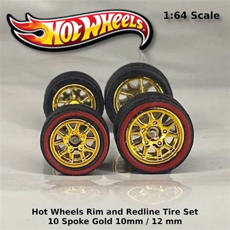 Hot Wheels Gasser Muscle Car Gold 10 Spoke Redline 10mm 12mm Collectable Diecast Models