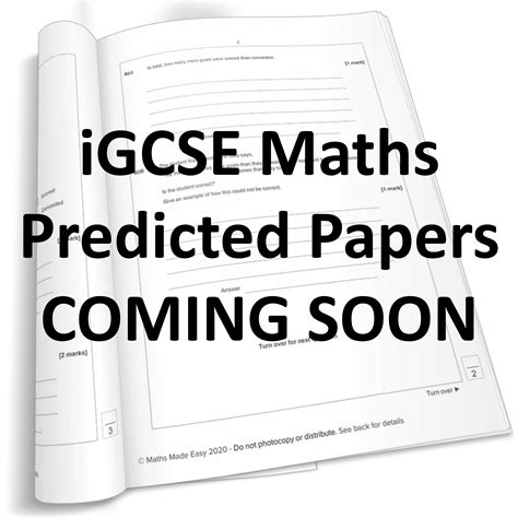 IGCSE Maths Predicted Papers Coming Soon MME