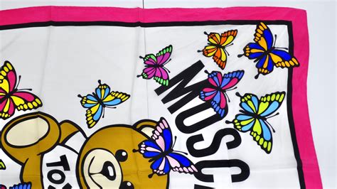 MOSCHINO Silk Scarf TOY BEAR W Butterflies For Sale At 1stDibs