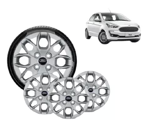 Kit 04 Calotas Aro 14 Ford Ka Hatch Sedan 2015 A 2018 Prata Frete grátis