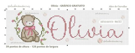 Olivia Em Ponto Cruz - Olivia - Nomes em Ponto Cruz @alicebordando.cruz | Cruz, Nomes em ponto ...