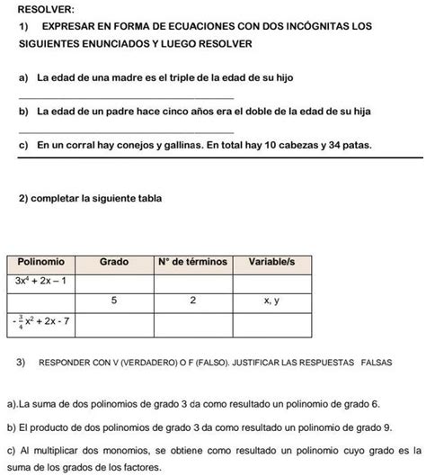 Solved Ayudaaaa Por Favorrr Resolver Expresar En Forma De Ecuaciones