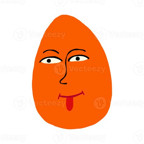 Funny Orange Strange Egg With Cool Face Cute Quirky Comic Easter Egg