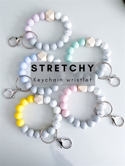 Stretchy Keychain Wristlet Silicone Beaded Wristlet Keychain Etsy