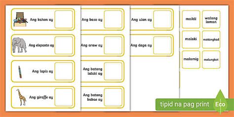 Pagkumpleto Sa Pangungusap Gamit Ang Pang Uri Grade 1 Twinkl