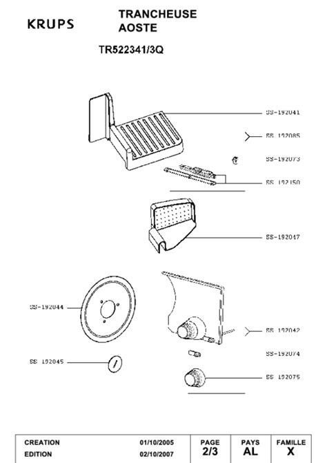 Pièces détachées Trancheuse KRUPS TR522341 3Q 1500818941 Spareka