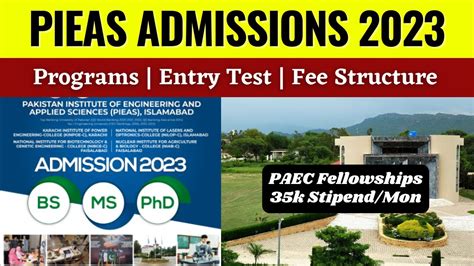 PIEAS University Admissions 2023 Fee Structure Entry Test And