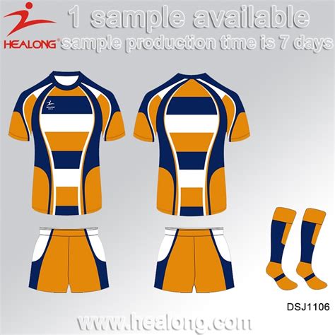 Healong Sublimation Any Logo Blank College Rugby Set China Rugby