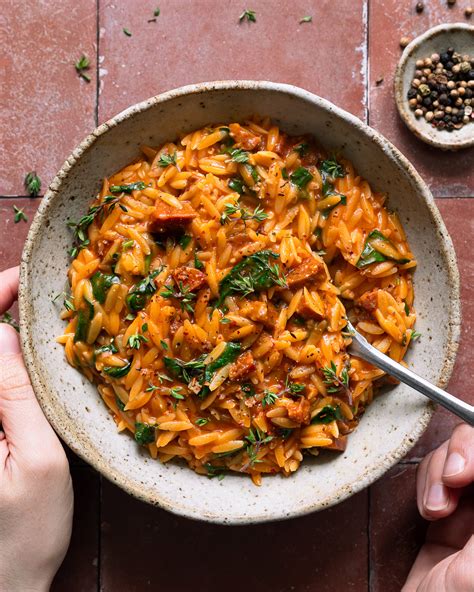 Orzo crémeux au chorizo épinards et parmesan Clemfoodie