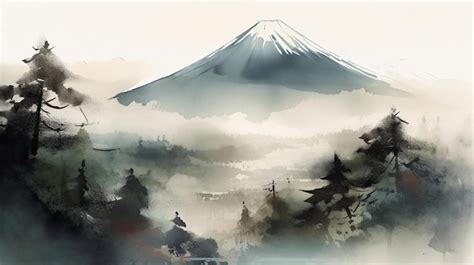 Premium AI Image | A painting of a mountain with the title mt fuji on it