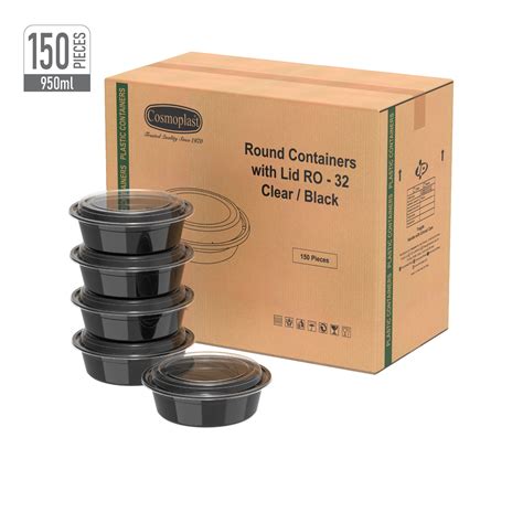 Cosmoplast Wholesale Plastic Food Storage Round Microwave Containers Ro32 950 Ml With Clear Lids