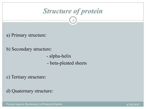 Physical aspects, biochemistry of protein & peptide | PPTX