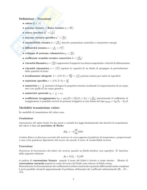 Formulario Del Corso Di Fisica Tecnica