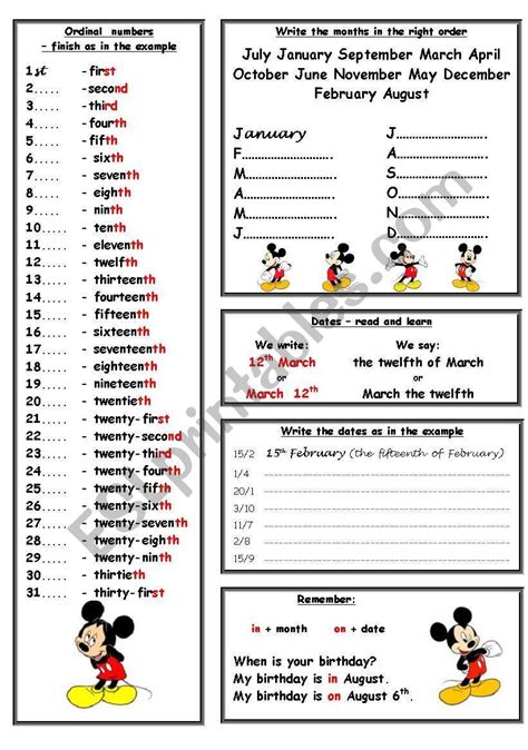 Ordinal Numbers 1 To 100 In Words