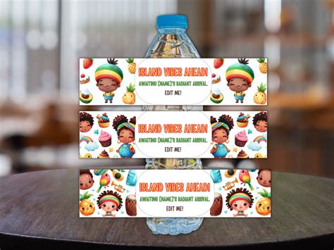 Jamaican Themed Water Bottle Labels Template Editable Water Etsy