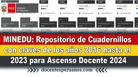 Minedu Repositorio De Cuadernillos Con Claves De Los A Os Hasta