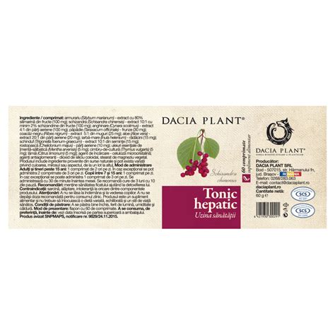 Tonic Hepatic Comprimate Dacia Plant Farmacia Tei Online