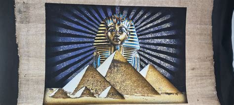 Egyptian Papyrus Handmade Painting Pyramids And Sphinx Etsy