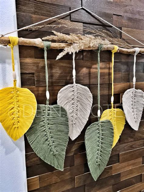 Makramee Bl Tter Tropical Leaves Wandbehang Etsy