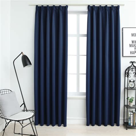 Maison Exclusive Cortinas Opacas Con Ganchos Piezas Azul X Cm