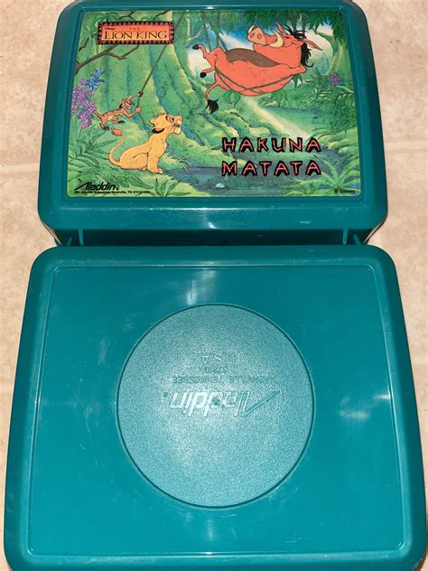 The Lion King Lunch Box Vintage 90 S Disney Green Aladdin Plastic Lunch