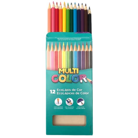 Lápis de Cor Multicolor 12 Cores Super EcoLápis Papel Mais Cia