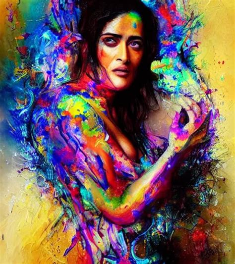 Beautiful Painting Of Salma Hayek By Dariusz Zawadski Stable