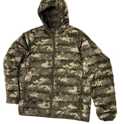 Eddie Bauer Camouflage Puffer Jacket Large Depop