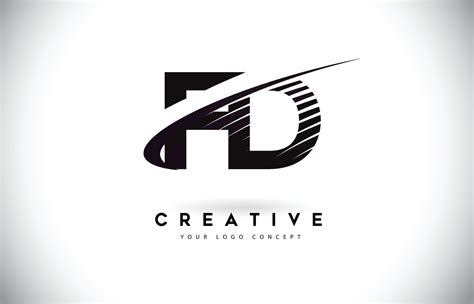 FD F D Letter Logo Design with Swoosh and Black Lines. 5037000 Vector ...