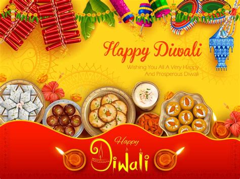 Burning Diya With Assorted Sweet And Snack On Happy Diwali Holiday