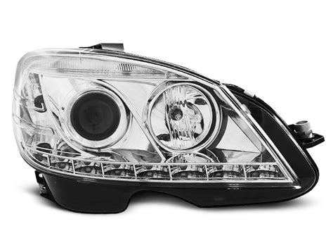 Coppia Di Fari LED Design Mercedes Classe C W204 07 10 Chrome