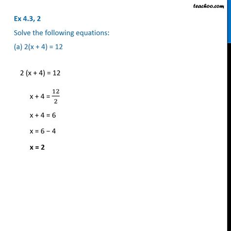 Question 2 Solve The Equation A 2 X 4 12 Teachoo Class 7