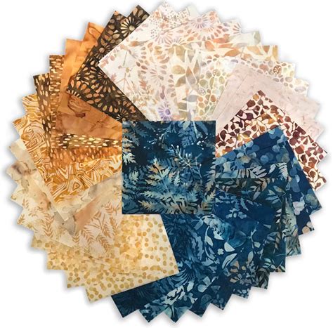 Hoffman Batik 40 Piece Pre Cut 5 Charm Squares Wheat Field Jordan