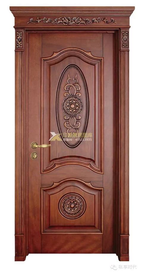 Elegant Wooden Door With Decorative Carvings