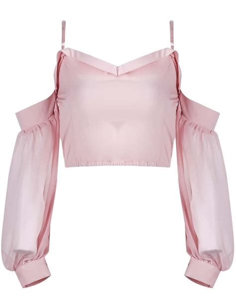 Pink Spaghetti Strap Off The Shoulder Crop Top Shein Sheinside