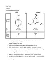 Fractional Distillation Experimental Toluene And Mesitylene BP