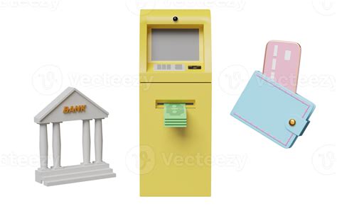 Withdrawal Cash With Yellow Atm Machine Transaction Check Mark Credit