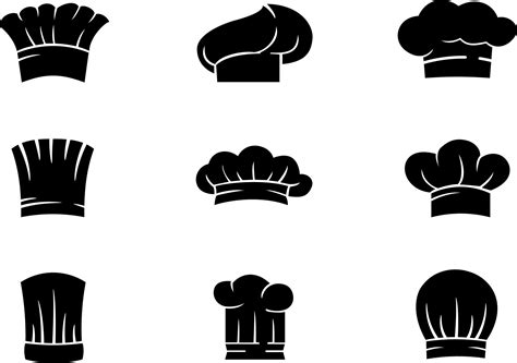 Vector chef hat. collection chef icons silhouette. black and white ...