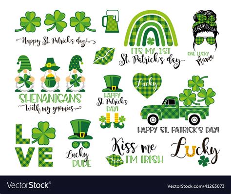 A Set Of Decorative Elements For St Patricks Day Vector Image