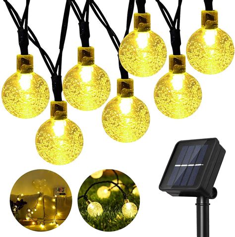 Outdoor String Lights Solar Powered Waterproof Ft Led Crystal Globe