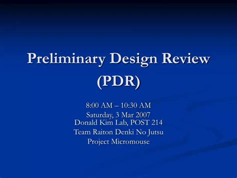 Ppt Preliminary Design Review Pdr Powerpoint Presentation Free Download Id 9490753