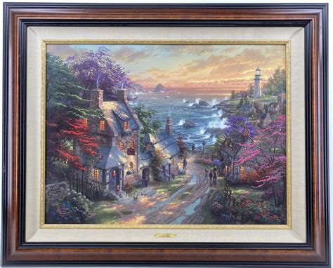 Lot Thomas Kinkade The Village Lighthouse Lithograph