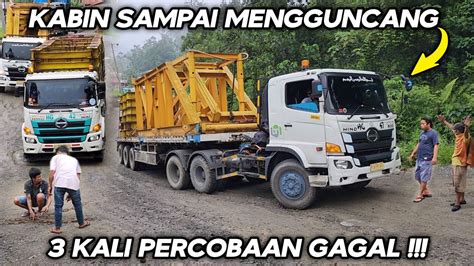 Kabin Sampai Mengguncang Truk Trailer Gagal Nanjak Hingga 3 Kali