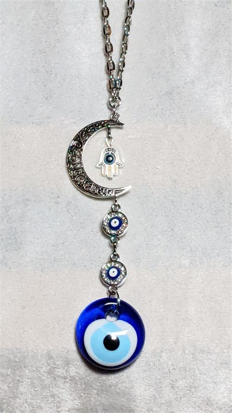 Evil Eye Sale Rear View Mirror Charm Moon Hamsa Hand Amulet Etsy