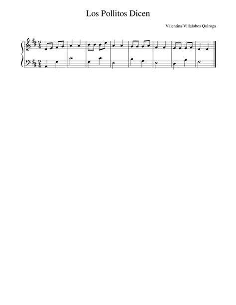 Los Pollitos Dicen Sheet Music For Piano Solo