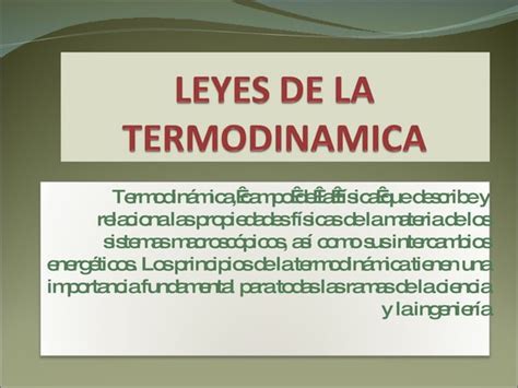 Leyes De La Termodinamica Ppt