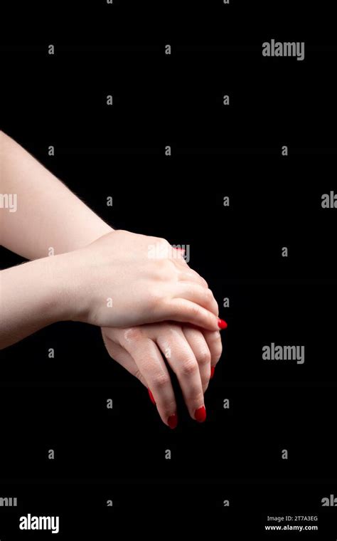 Womens Hands Rub Disinfectant Gel Over Their Palms Health Concept