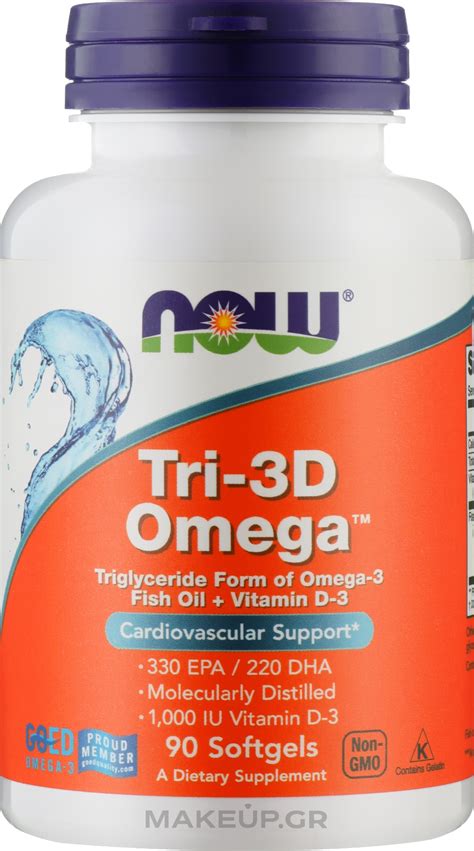 Now Foods Tri 3D Omega Softgels Συμπλήρωμα διατροφής κάψουλες Ωμέγα 3