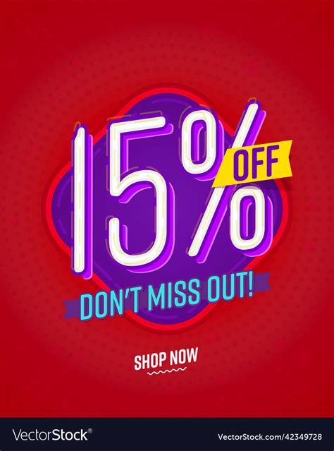 15 Percent Off Discount Social Media Poster Vector Image