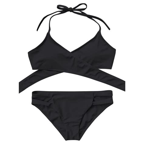 Aliexpress Buy Zaful Women Cut Out Halter Wrap Bikini Set Sexy